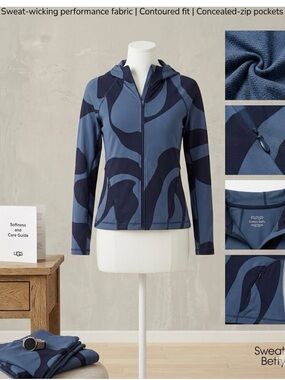 Sweaty Betty Blue Abstract-Print Zip Hoodie